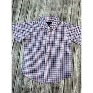 Boys elk American classic pink blue white short sleeve button up shirt